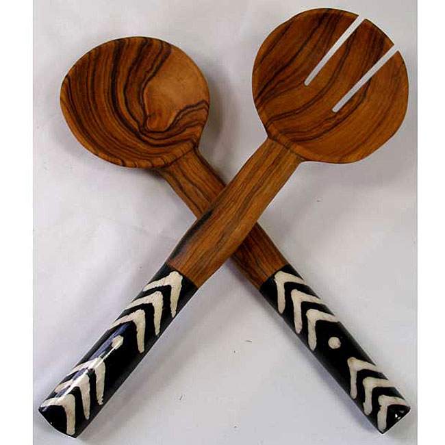 Bone handle salad servers African bone handle salad servers