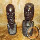 African hand carved wooden head set