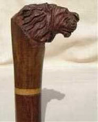 Lion cane African hand carved wooden Lion cane