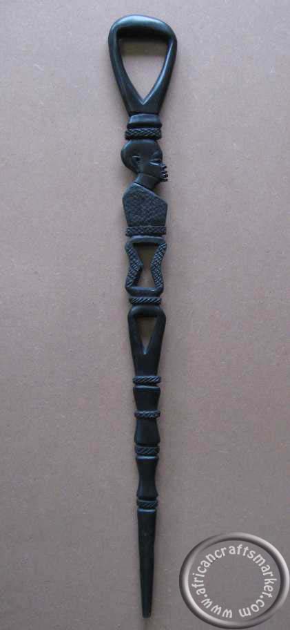 African ebony wood face cane - Malawi