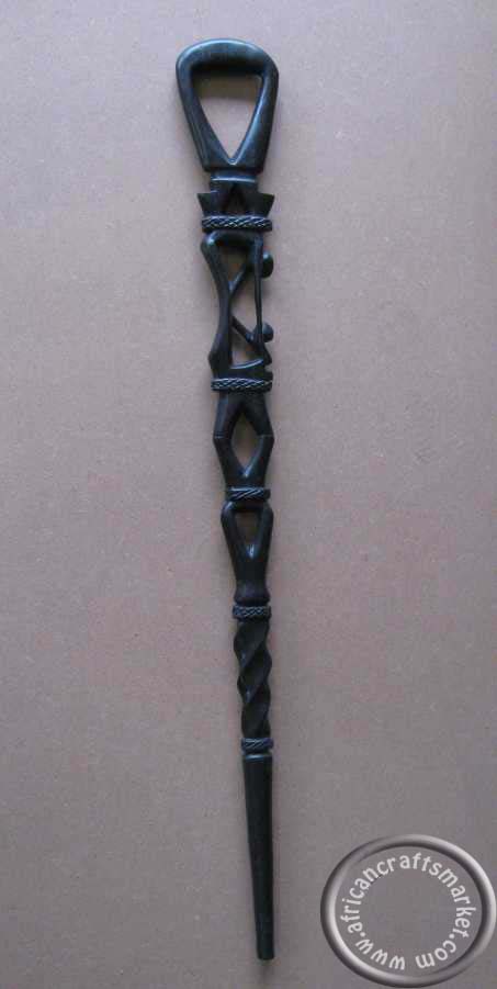 African ebony wood tribal Tokwe cane