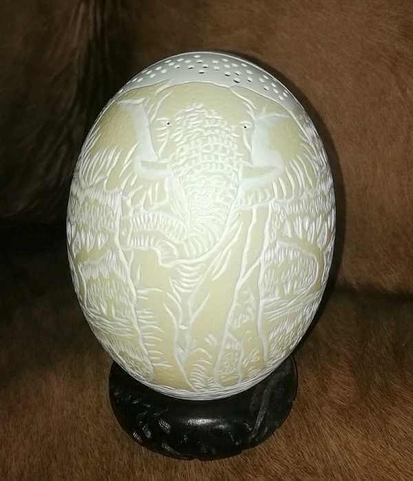 African animal carved ostirch egg Carved ostrich egg - Elephant