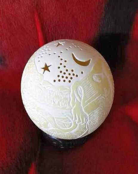 African animal carved ostrich egg African animal carved ostrich egg