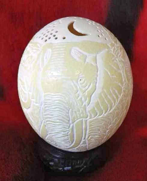 Carved big 5 ostrich egg Carved big 5 ostrich egg