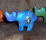 African Soapstone Colorful Rhinos