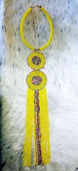Zulu necklace - red African Zulu beaded necklace