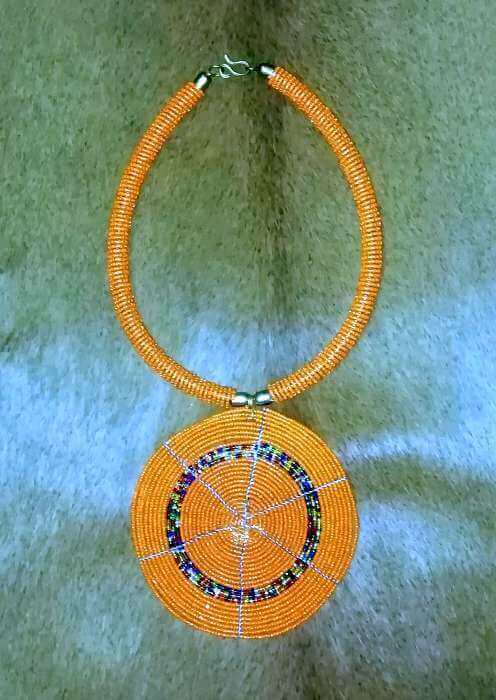 Zulu necklace - red African Zulu beaded necklace