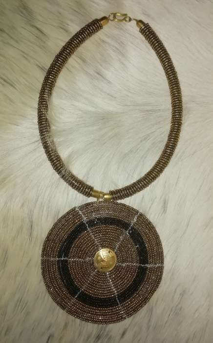 Zulu necklace - red African Zulu beaded necklace
