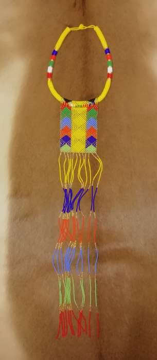 Zulu necklace - red African Zulu beaded necklace