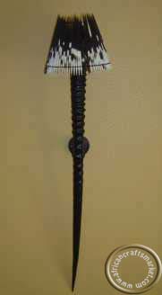 Gemsbok horn wall light with Porcupine quill shade