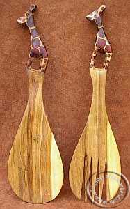 African wood giraffe salad servers African Giraffe salad servers