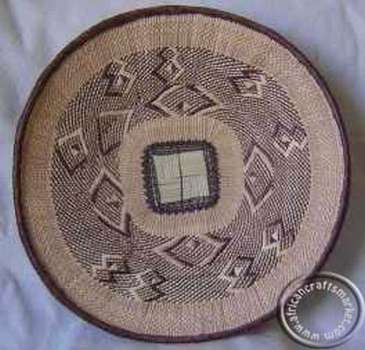 African hand woven grass Fulani basket plate