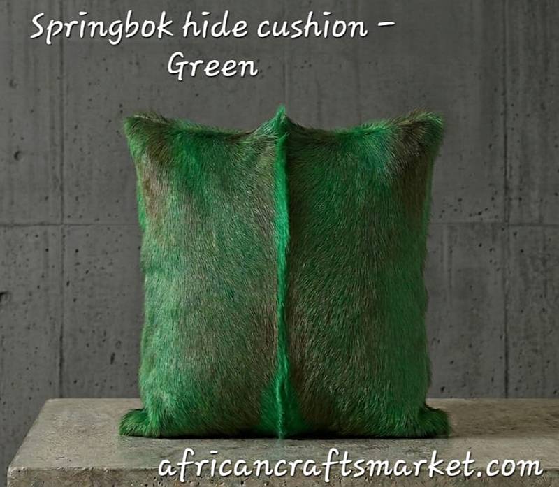 Springbok hide cushion - Green