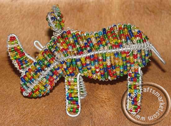 African wire beaded Rhino