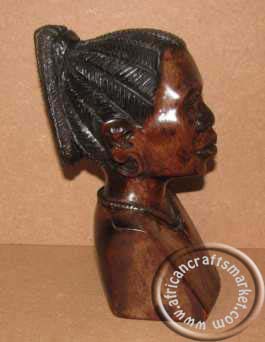 African Shona female wooden bust