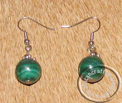 African Malachite stone ear rings