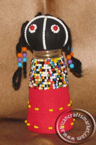 African Ndebele beaded rasta doll