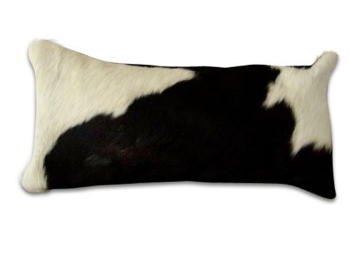 Black and white Nguni cow hide bolster cushion Nguni cow hide bolster cushion - black and white