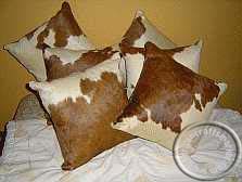 Brown and white Nguni cow hide cushion Nguni cow hide cushion - brown and white