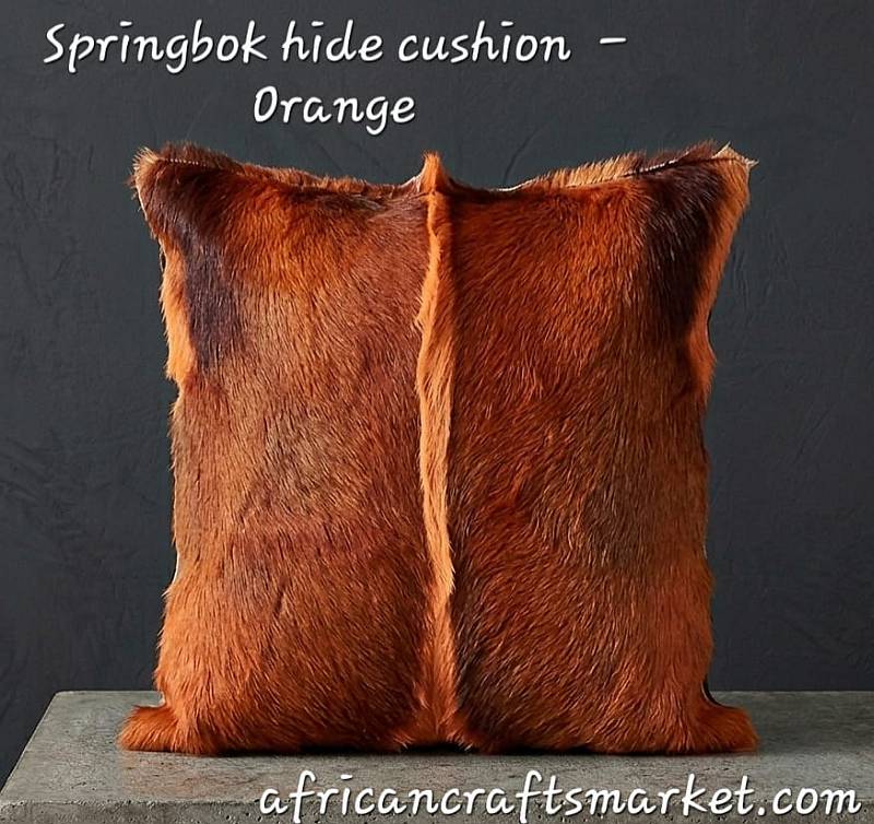 Springbok hide cushion - Orange