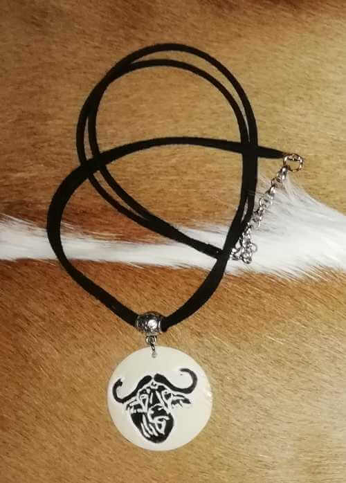 Ostrich egg shell necklace - Buffalo African ostrich egg shell necklace - Buffalo