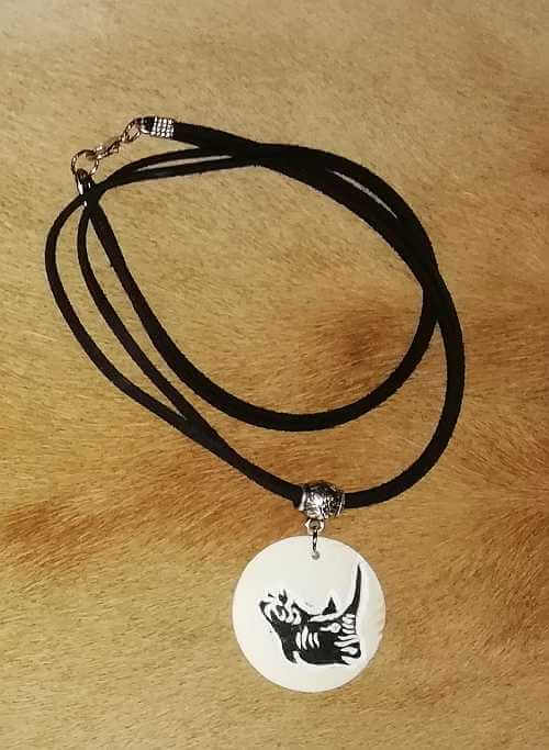 Ostrich egg shell necklace - Rhino African ostrich egg shell necklace - Rhino