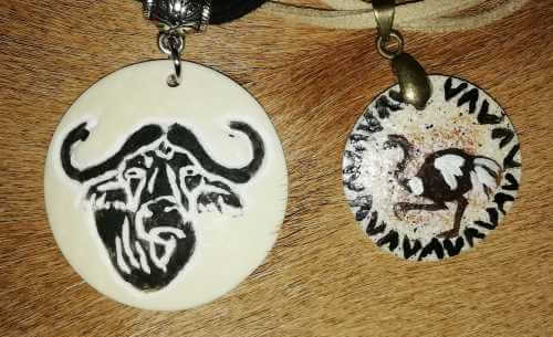 African ostrich egg shell pendants Ostrich egg shell pendants