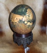 Ostrich egg lions