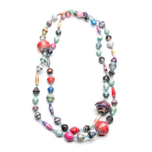 Paper mache bead necklace