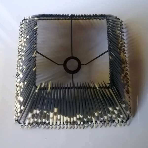Porcupine quill lampshade top view