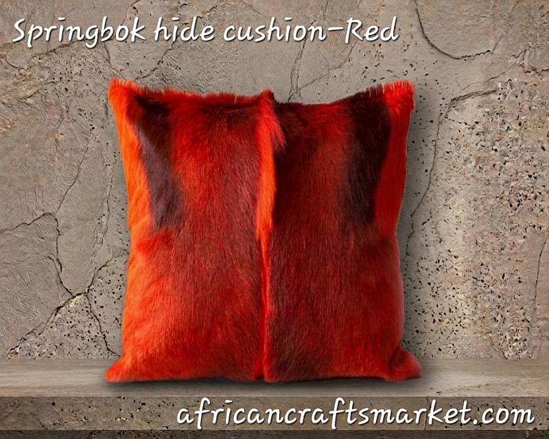 Springbok hide cushions - Red