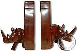 African wooden Rhino bookends