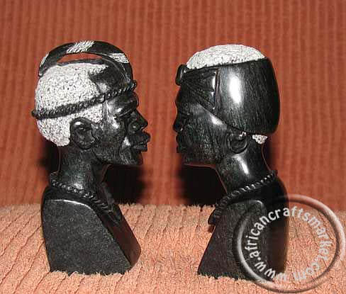 African stone bust couple