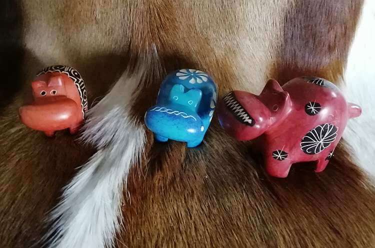 African stone hippo Soapstone colourful Hippo