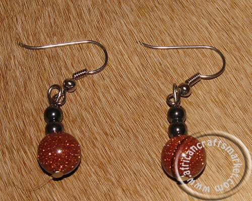 African beaded stone ear rings