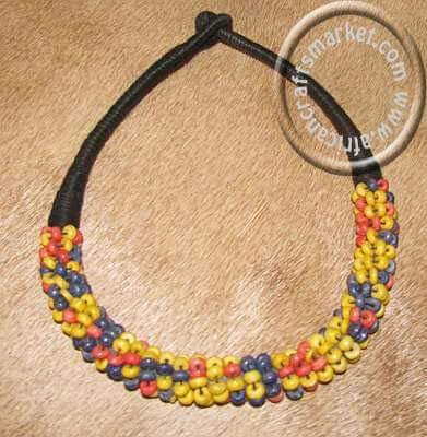Traditional Zulu bead necklace - yellow