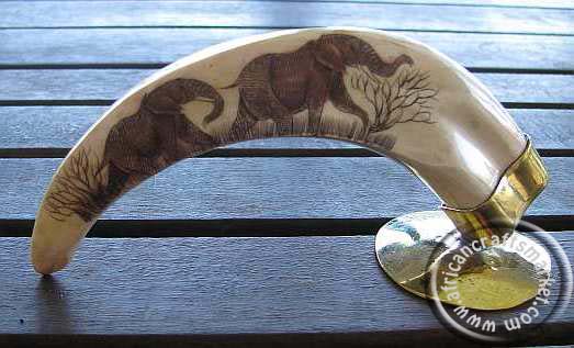 African scrimshaw warthog tusks - Elephants