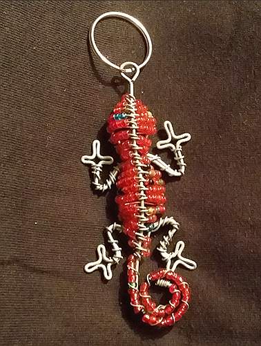 African wire braded gecko key ring