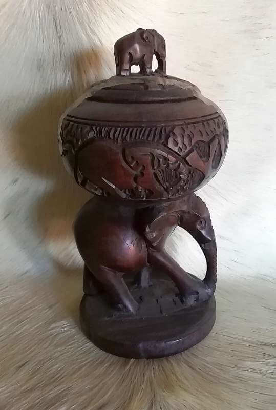 African Elephant Wooden Storage Box