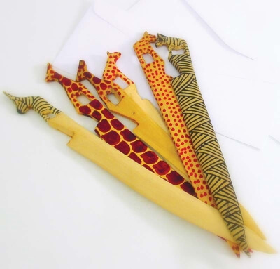 African wooden handmade animal letter opener