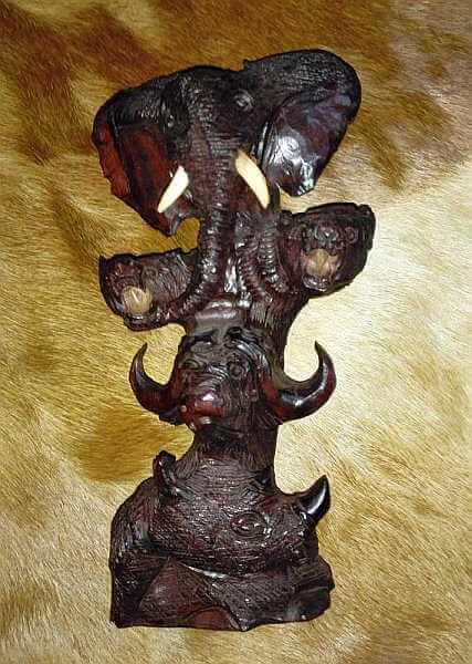 African wooden big 5 animal set