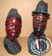 African hand carved wooden bust set