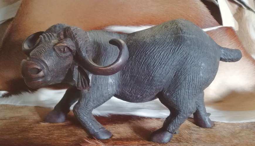 African hand carved Iron wood Buffalo