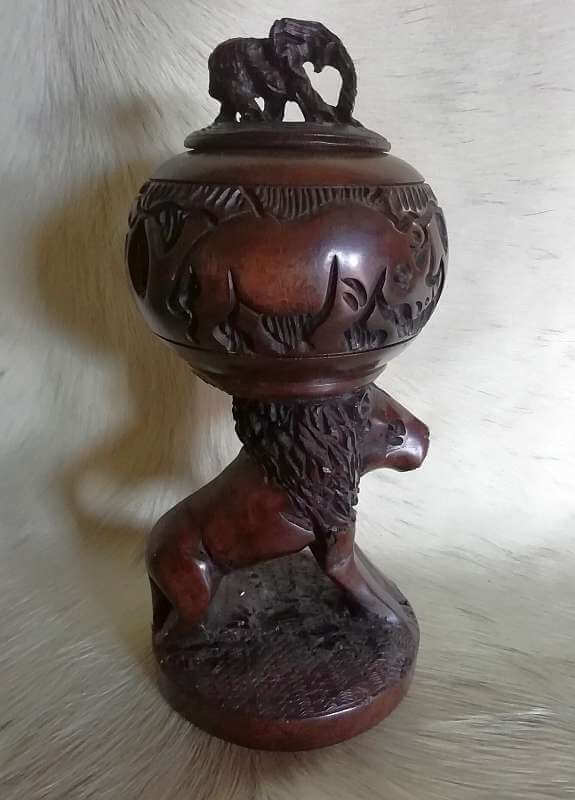 African Lion Wooden Storage Box