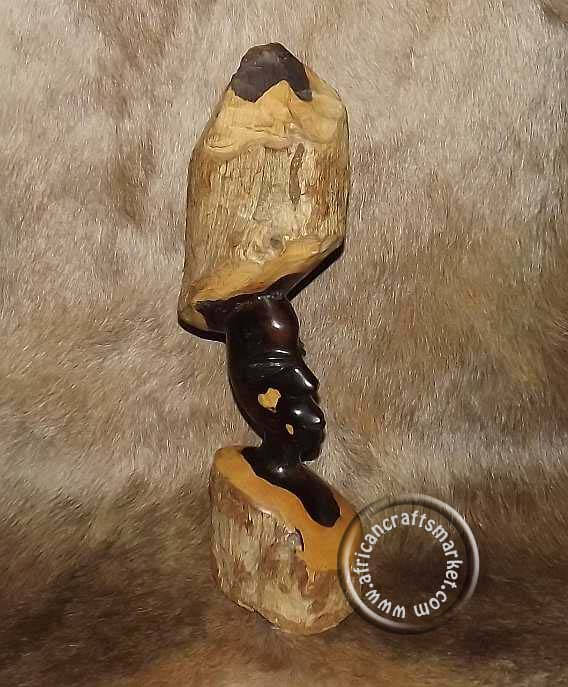 African hand carved wooden skinny bust