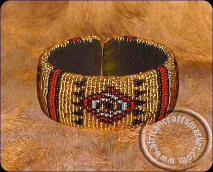 Zulu beaded bracelet African Zulu necklace - gold
