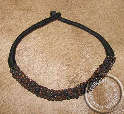 African Zulu bead necklace - brown