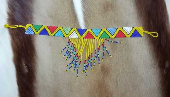 Zulu necklace - yellow African Zulu beaded necklace