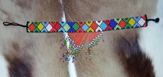 Zulu necklace - orange African Zulu beaded necklace