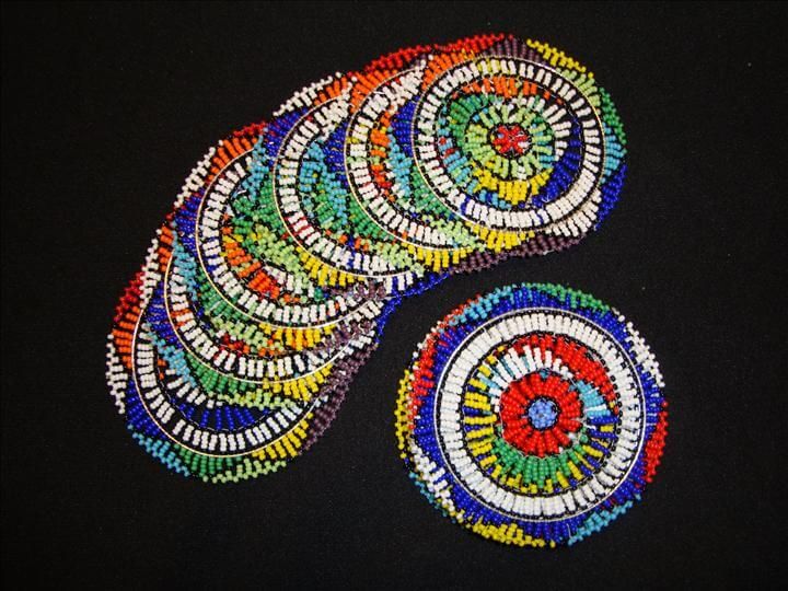African Zulu beaded drinking coasters